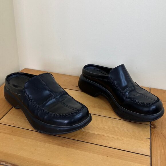 Dansko Madigan Leather Slip On Clogs Chunky Square Toe Shoes EU 40 US 10 - Picture 1 of 9